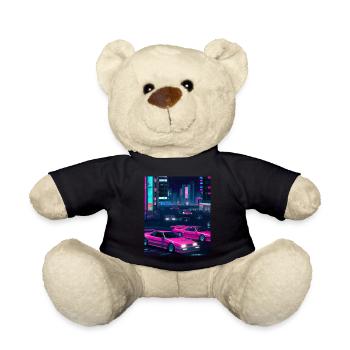 Vaporwave Aesthetic Synthwave Car - Teddy Bear - black - Front