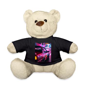 Vaporwave Aesthetic Synthwave Car - Teddy Bear - black - Front