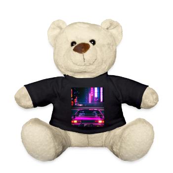 Vaporwave Aesthetic Synthwave Car - Teddy Bear - black - Front