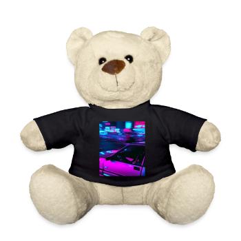 Vaporwave Aesthetic Synthwave Car - Teddy Bear - black - Front