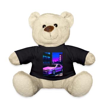 Vaporwave Aesthetic Synthwave Car - Teddy Bear - black - Front