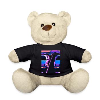 Vaporwave Aesthetic Synthwave Car - Teddy Bear - black - Front