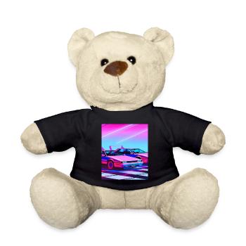 Vaporwave Aesthetic Synthwave Car - Teddy Bear - black - Front