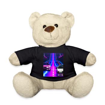 Vaporwave Aesthetic Synthwave Car - Teddy Bear - black - Front