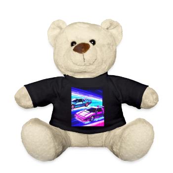 Vaporwave Aesthetic Synthwave Car - Teddy Bear - black - Front