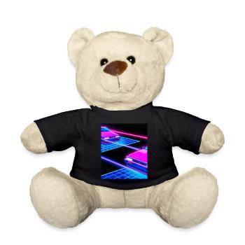 Vaporwave Aesthetic Synthwave Car - Teddy Bear - black - Front