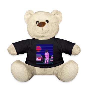 Vaporwave Esthétique Synthwave Car Anime Fille - Nounours - noir - Devant