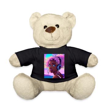 Pastel Aesthetic Cute Anime Girl - Teddy Bear - black - Front