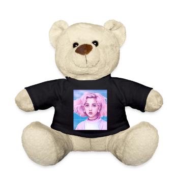 Pastel Aesthetic Cute Anime Girl - Teddy Bear - black - Front