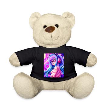 Pastel Aesthetic Nerd Anime Girl - Teddy Bear - black - Front