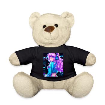 Pastel Aesthetic Cute Anime Girl - Teddy Bear - black - Front