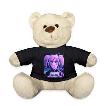 Pastel Aesthetic Sad Anime Girl - Teddy Bear - black - Front