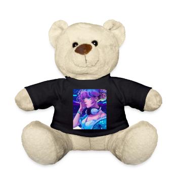Pastel Aesthetic Cute Anime Girl - Teddy Bear - black - Front