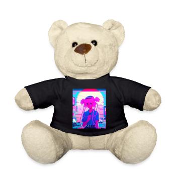 Pastel Aesthetic Sad Anime Girl - Teddy Bear - black - Front