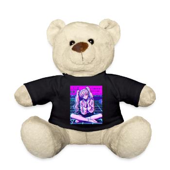 Pastel Aesthetic Sad Anime Girl - Teddy Bear - black - Front