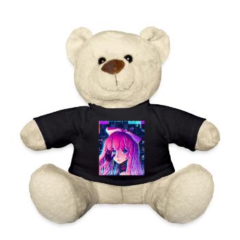 Pastel Aesthetic Sad Anime Girl - Teddy Bear - black - Front