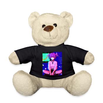 Pastel Aesthetic Sad Anime Girl - Teddy Bear - black - Front