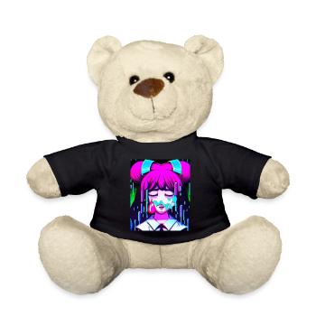 Pastel Aesthetic Sad Anime Girl - Teddy Bear - black - Front