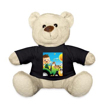 Grüner Traktor Geburtstag Bauernhof Tiere - Teddy - Schwarz - Vorne