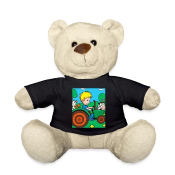 Grüner Traktor Geburtstag Bauernhof Tiere - Teddy - Schwarz - Vorne