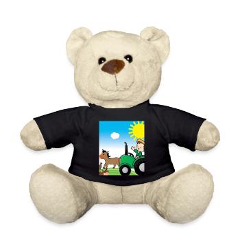 Tracteur vert anniversaire animaux de la ferme - Nounours - noir - Devant