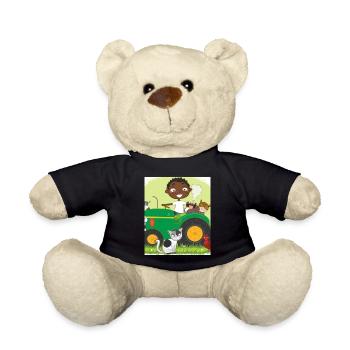 Grüner Traktor Geburtstag Bauernhof Tiere - Teddy - Schwarz - Vorne
