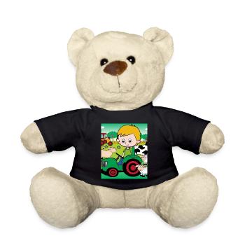 Grüner Traktor Geburtstag Bauernhof Tiere - Teddy - Schwarz - Vorne