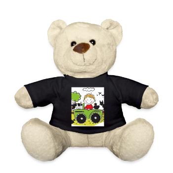 Grüner Traktor Geburtstag Bauernhof Tiere - Teddy - Schwarz - Vorne