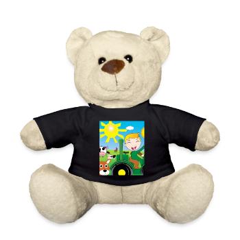 Grüner Traktor Geburtstag Bauernhof Tiere - Teddy - Schwarz - Vorne