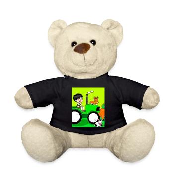 Grüner Traktor Geburtstag Bauernhof Tiere - Teddy - Schwarz - Vorne