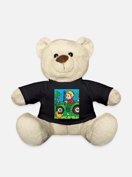 Green Tractor Birthday Farm Animals - Nounours - noir