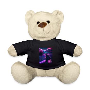 Cool Sea Otter Design Synthwave Wandering Otter - Teddy Bear - black - Front