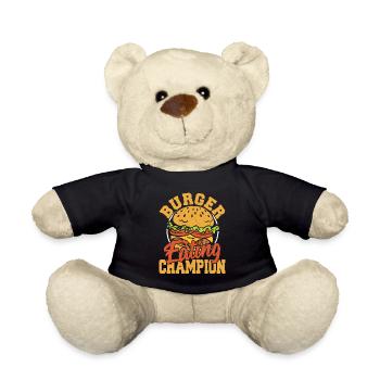 Burger Eating Champion Hamburger Fast Food Lover - Teddy Bear - black - Front