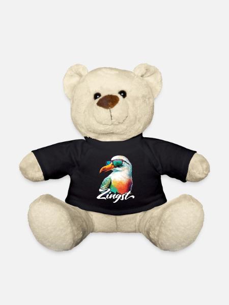 Zingst Urlaub coole bunte Möwe mit Sonnenbrille - Teddy - Schwarz