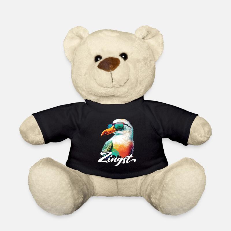 Zingst Urlaub coole bunte Möwe mit Sonnenbrille - Teddy - Schwarz