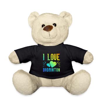 I love badminton - Teddy Bear - black - Front