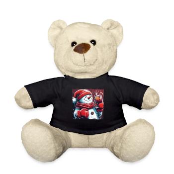 Bonhomme de neige buvant du vin chaud Marché de Noël - Nounours - noir - Devant