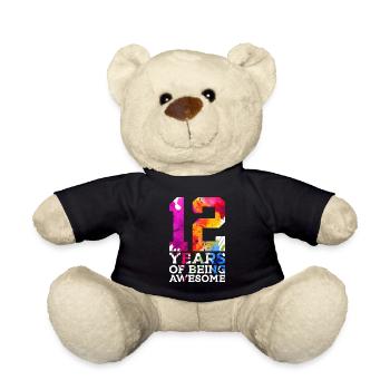 12 ANS D’ÊTRE GÉNIAL 12E ANNIVERSAIRE - Nounours - noir - Devant