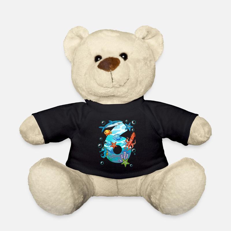 6. Geburtstag Meerestiere - Teddy - Schwarz