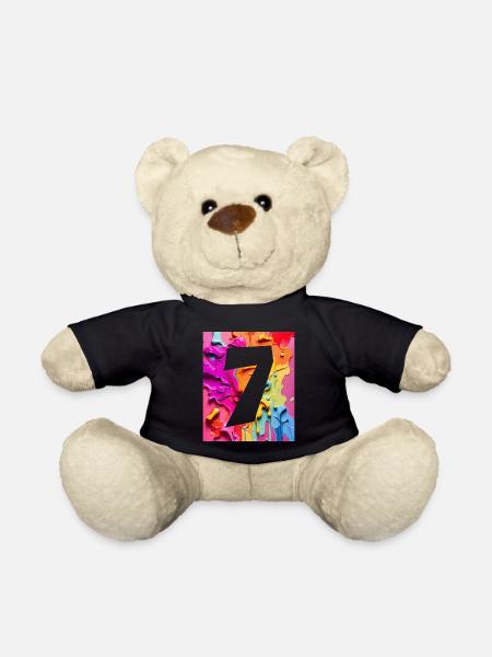NR. 7 NUMMER 7 BUNT 7. GEBURTSTAG - Teddy - Schwarz