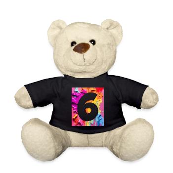 NO. 6 NUMBER 6 COLORFUL 6TH BIRTHDAY - Teddy Bear - black - Front