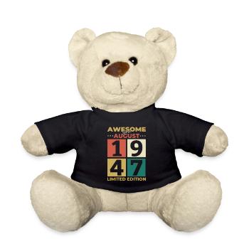 77th Birthday Original August 1947 Born 1947 - Teddy Bear - black - Front