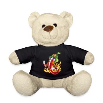 Funny Firefighter Chili On Fire Gives Thumbs Up - Teddy Bear - black - Front