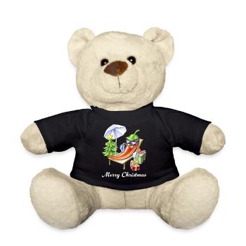 A Chili Merry Christmas under Sunshade and Tree - Teddy Bear - black - Front