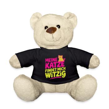 Meine Katze findet mich witzig, Katzen Humor - Teddy - Schwarz - Vorne