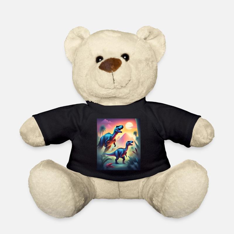 Dinosaures colorés épiques et coucher de soleil - Nounours - noir