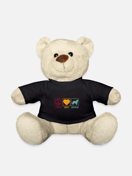 T-shirt chien de Terre-Neuve - Peace Love - Nounours - noir