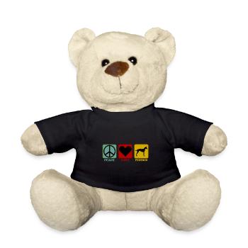 Podenco Canario dog Peace Love - Teddy Bear - black - Front