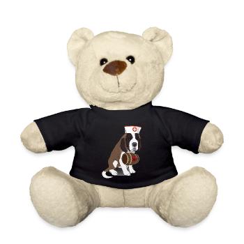 Lustiger Hund Bernhardiner mit Fass - Teddy - Schwarz - Vorne