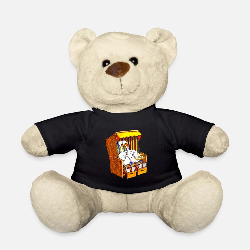 Swans in a beach chair - Teddy Bear - black